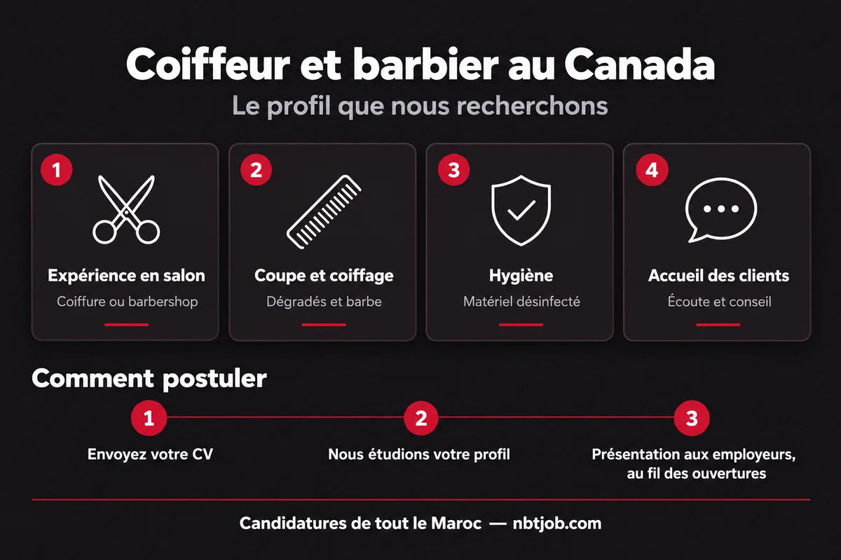 Infographie : le profil recherché et les trois étapes pour postuler.