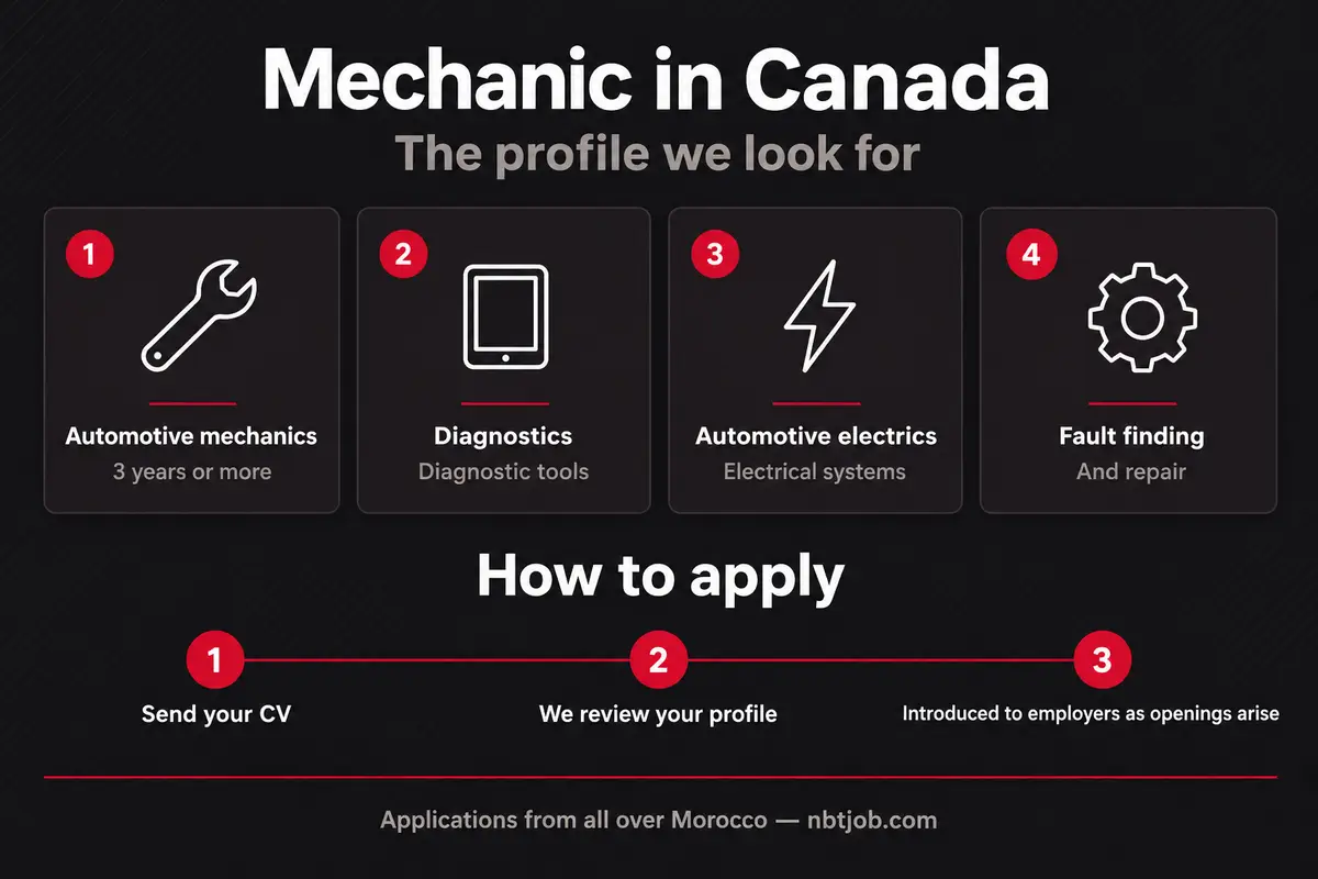 Infographic: the profile we look for and the three steps to apply.