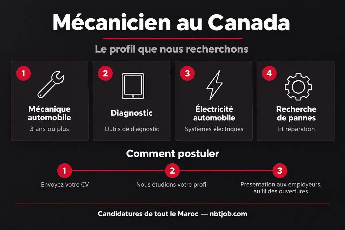 Infographie : le profil recherché et les trois étapes pour postuler.