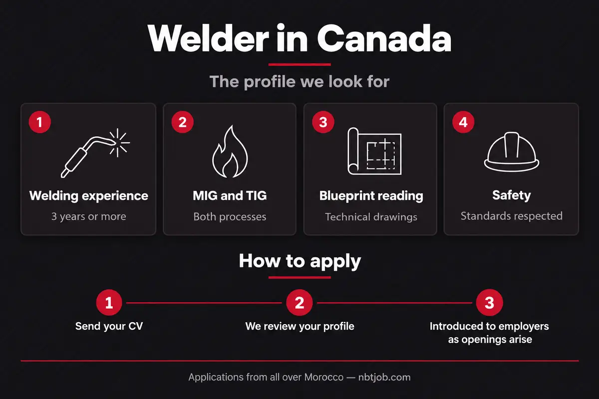 Infographic: the profile we look for and the three steps to apply.