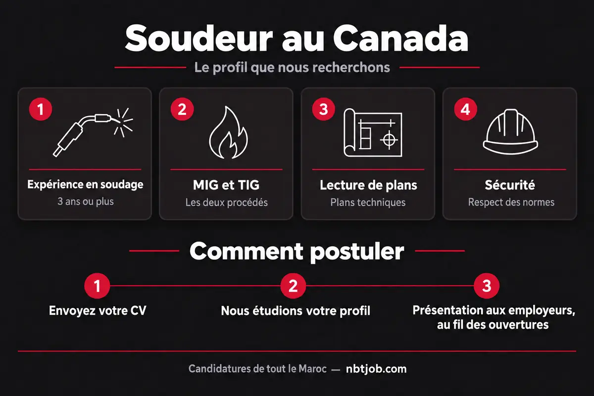 Infographie : le profil recherché et les trois étapes pour postuler.